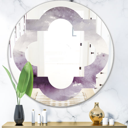 Midnight At The Lake II Amethyst and Grey - Modern Round or Oval Wall Mirror - Quatrefoil