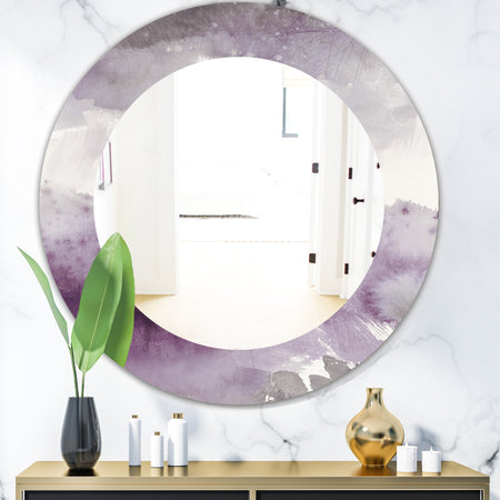 Midnight At The Lake II Amethyst and Grey - Modern Mirror - Oval or Round Wall Mirror