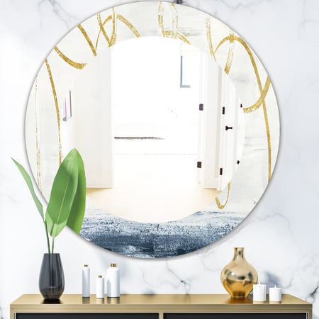 Gold Abstract Geometric Shape - Modern Mirror - Oval or Round Wall Mirror