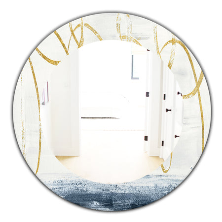 Gold Abstract Geometric Shape - Modern Mirror - Oval or Round Wall Mirror