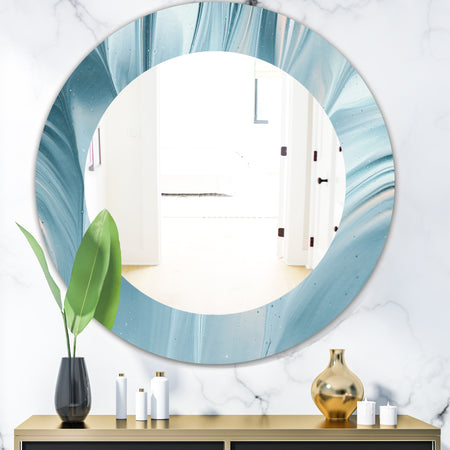 Blue Modern Water III - Modern Mirror - Oval or Round Wall Mirror