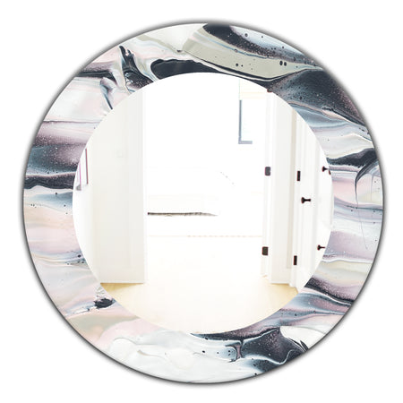 Grey Marbling V - Modern Mirror - Oval or Round Wall Mirror