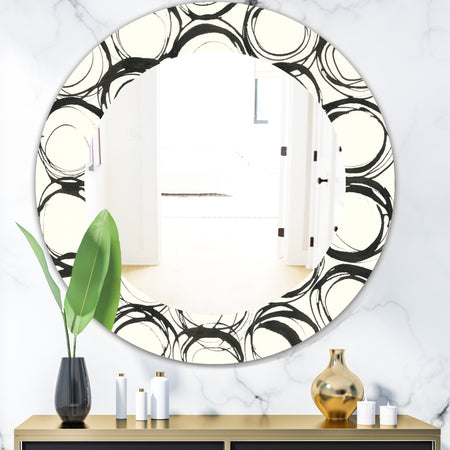 Minimalist Black and White II - Mid-Century Mirror - Oval or Round Wall Mirror