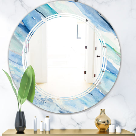 Blue Silver Spring I - Modern Round or Oval Wall Mirror - Triple C