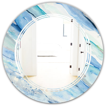 Blue Silver Spring I - Modern Round or Oval Wall Mirror - Triple C