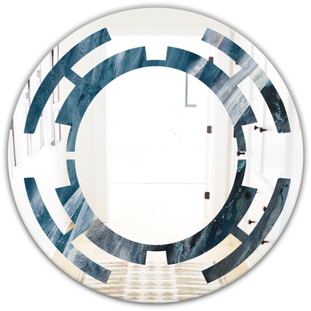 Splash Blue Indigo - Modern Round or Oval Wall Mirror - Space
