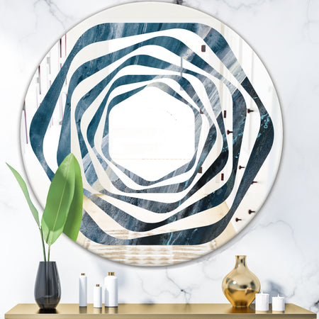 Splash Blue Indigo - Modern Round or Oval Wall Mirror - Whirl