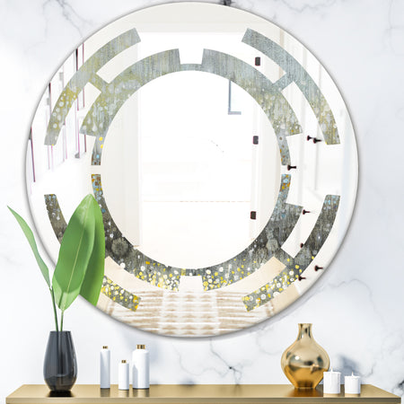 Glam Rain Abstract III - Modern Round or Oval Wall Mirror - Space