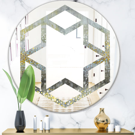 Glam Rain Abstract III - Modern Round or Oval Wall Mirror - Hexagon Star