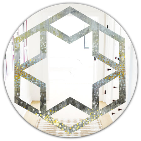 Glam Rain Abstract III - Modern Round or Oval Wall Mirror - Hexagon Star
