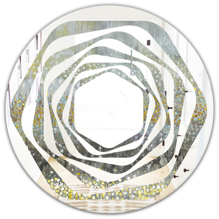 Glam Rain Abstract III - Modern Round or Oval Wall Mirror - Whirl