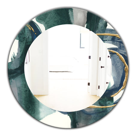 Mettalic Indigo and Gold III - Glam Wall Mirror - Frameless Oval or Round Wall Mirror