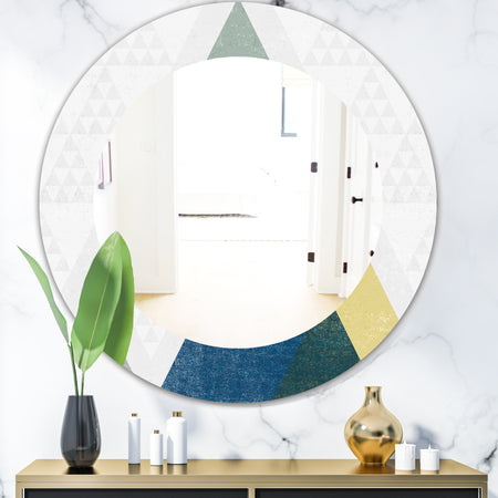 Geometrical Composition Triangles I - Modern Mirror - Frameless Oval or Round Wall Mirror