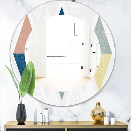 Geometrical Composition Triangles III - Mid-Century Mirror - Frameless Oval or Round Wall Mirror