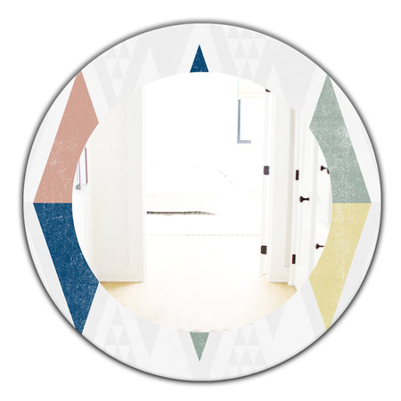 Geometrical Composition Triangles III - Mid-Century Mirror - Frameless Oval or Round Wall Mirror