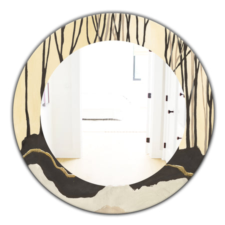 Geometric Forest - Farmhouse Mirror - Frameless Oval or Round Wall Mirror