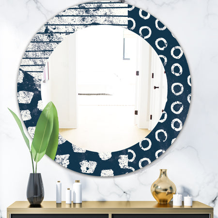 Porch & Den Dane Indigo Stripe and Circle Frameless Mirror