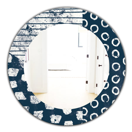 Porch & Den Dane Indigo Stripe and Circle Frameless Mirror