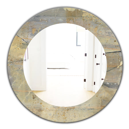 Geometric Cream Block I - Modern Mirror - Frameless Oval or Round Wall Mirror