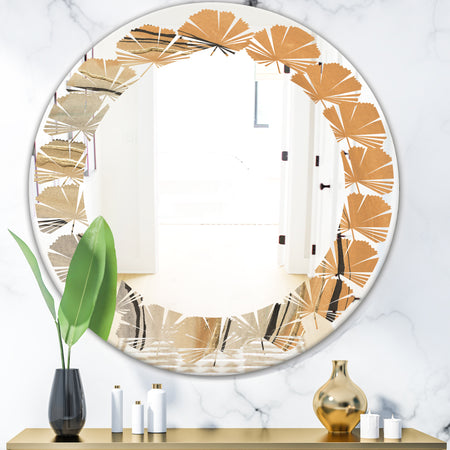 Glam Canion II - Modern Round or Oval Wall Mirror - Leaves