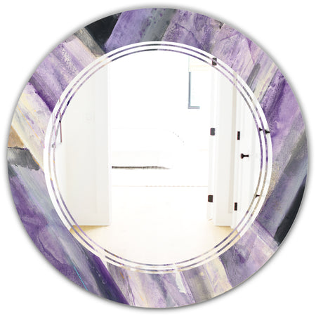 Geometric Purple Glacier - Modern Round or Oval Wall Mirror - Triple C