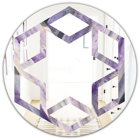 Geometric Purple Glacier - Modern Round or Oval Wall Mirror - Hexagon Star