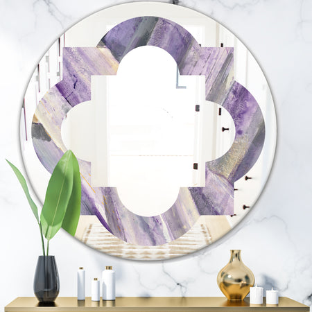 Geometric Purple Glacier - Modern Round or Oval Wall Mirror - Quatrefoil