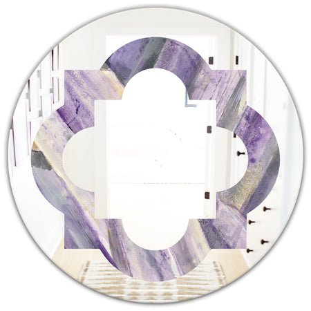 Geometric Purple Glacier - Modern Round or Oval Wall Mirror - Quatrefoil