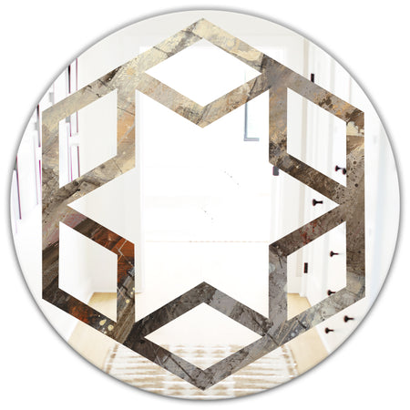 Fire and Ice Minerals III - Modern Round or Oval Wall Mirror - Hexagon Star