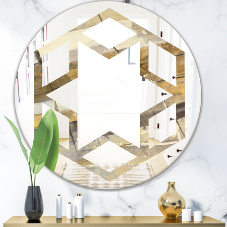 Fire and Ice Minerals V - Modern Round or Oval Wall Mirror - Hexagon Star