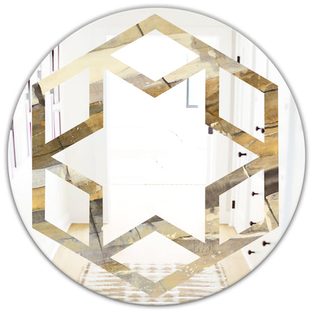 Fire and Ice Minerals V - Modern Round or Oval Wall Mirror - Hexagon Star