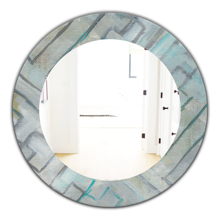 Lost In Geometric Element - Modern Mirror - Frameless Oval or Round Wall Mirror