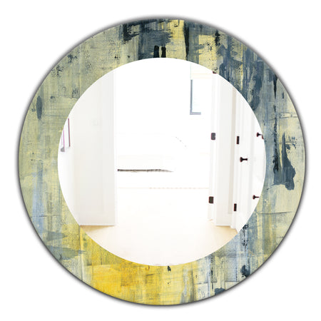 Yellow and Black Element - Modern Mirror - Oval or Round Wall Mirror