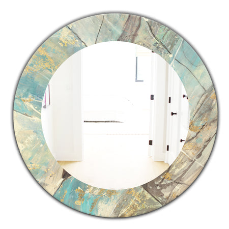 Mineral Landscape In Blue, Cream and Brown - Traditional Mirror - Oval or Round Wall Mirror