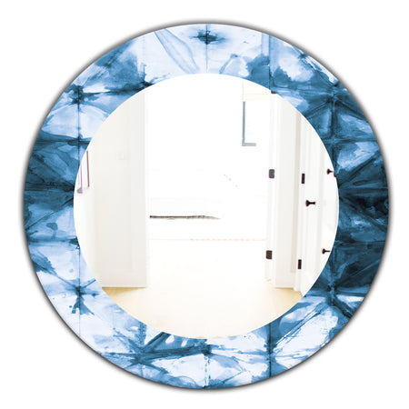Porch & Den 'Indigo Watercolor Geometrical III - Mid-Century Mirror