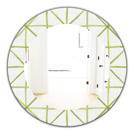 Geometric Green Triangle II - Mid-Century Mirror - Oval or Round Wall Mirror