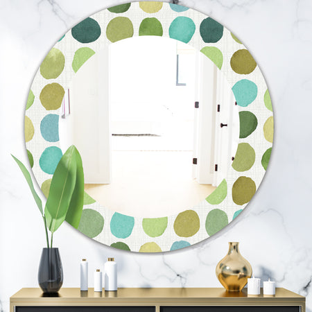 Geometric Green Circle I - Mid-Century Mirror - Oval or Round Wall Mirror