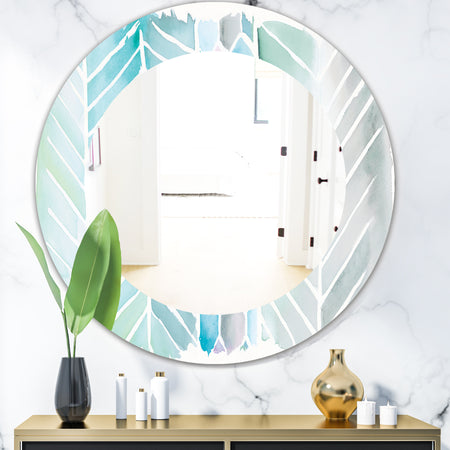 Watercolor Geometric Swatch Element IV - Mid-Century Mirror - Frameless Oval or Round Wall Mirror