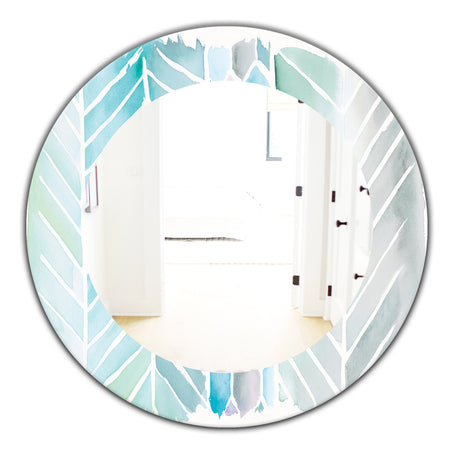 Watercolor Geometric Swatch Element IV - Mid-Century Mirror - Frameless Oval or Round Wall Mirror