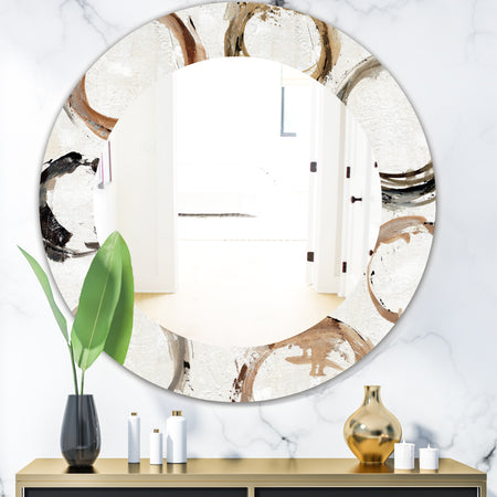 Geometric Circle Natural Balance I - Mid-Century Mirror - Oval or Round Wall Mirror