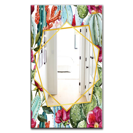 Cactus Pattern Watercolor - Traditional Mirror - Frameless Wall Mirror
