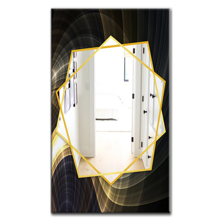 Yellow Fractal Light Art - Modern Mirror - Frameless Contemporary Wall Mirror