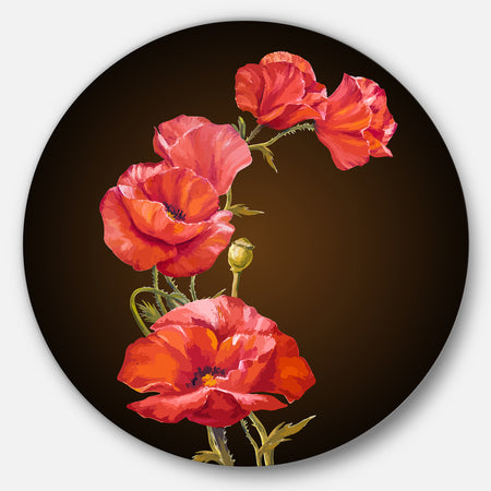 Bright Poppies Flower - Floral Round Metal Wall Art