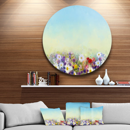 Soft Flowers in Spring Background - Floral Round Wall Art