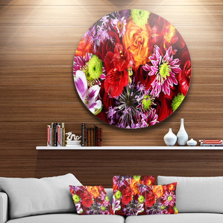 Colorful Flowers Background - Floral Circle Wall Art