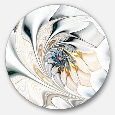 White Stained Glass Floral Art - Floral Circle Metal Wall Art