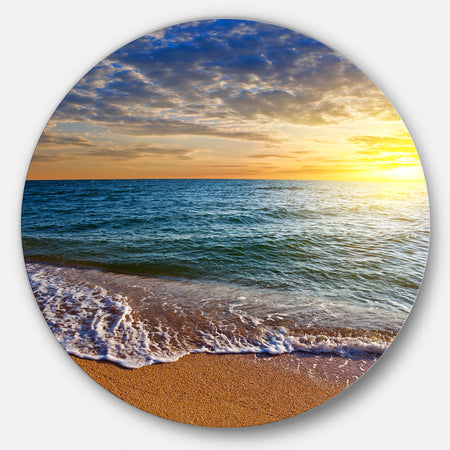 Layers of Colors on Sunrise Beach - Seashore Disc Metal Wall Art