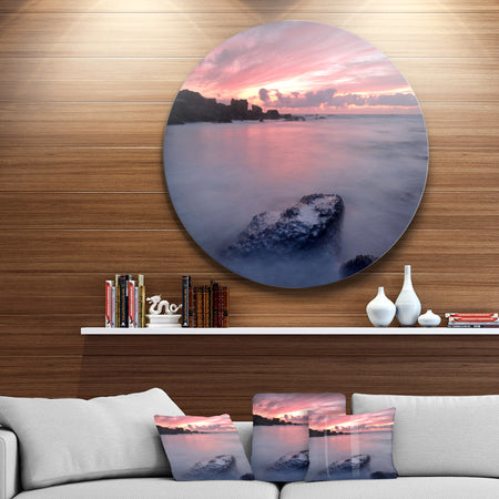 Rocks Dark Samarra Seashore Sintra - Contemporary Seascape Disc Metal Artwork