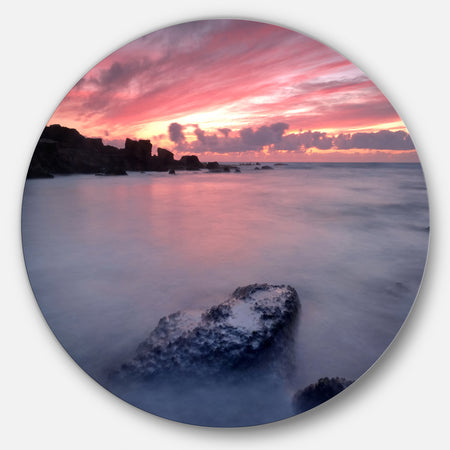 Rocks Dark Samarra Seashore Sintra - Contemporary Seascape Disc Metal Artwork