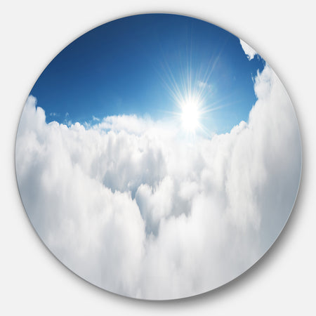 Blue Sky and Sun over Clouds - Contemporary Landscape Circle Wall Art